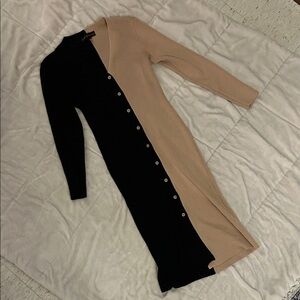Almost Famous Two-Tone Black and Tan Cardigan Dress